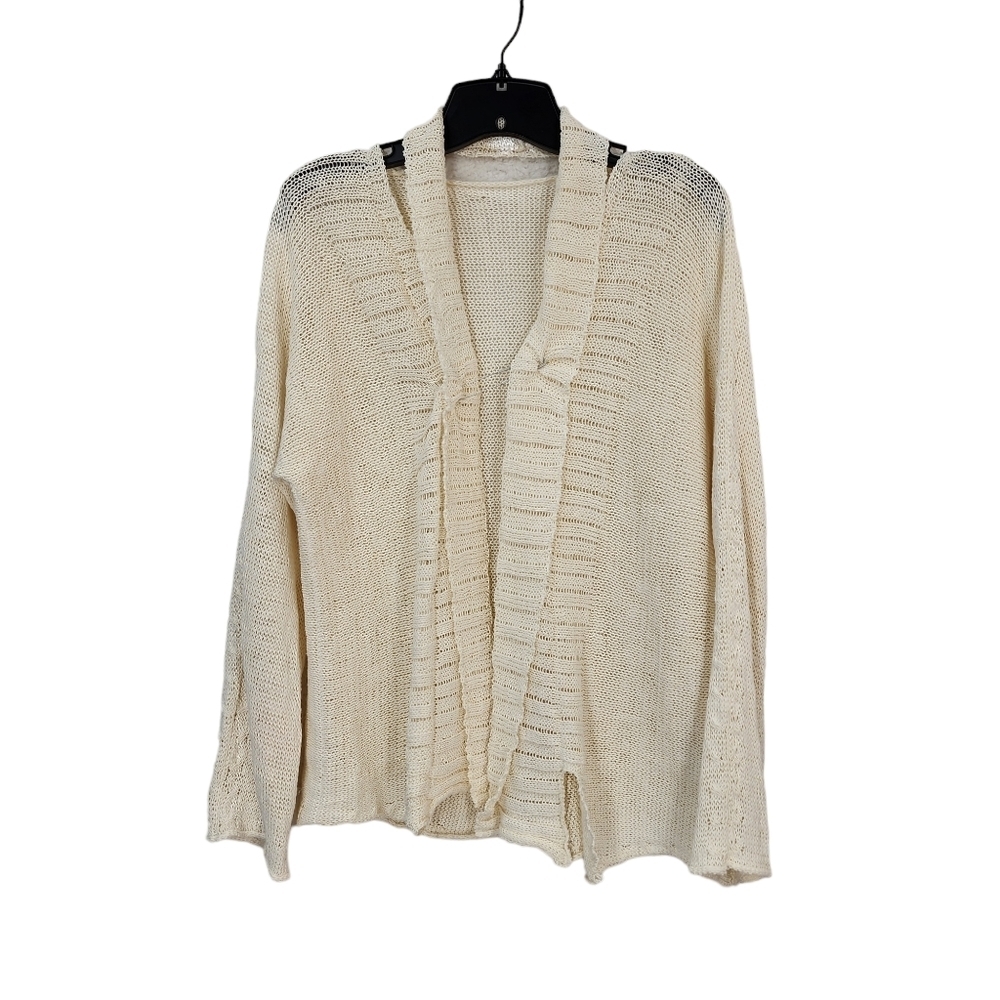 Crea Concepts Women's Cutout Neckline Knitted Open Cardigan Sweater- S